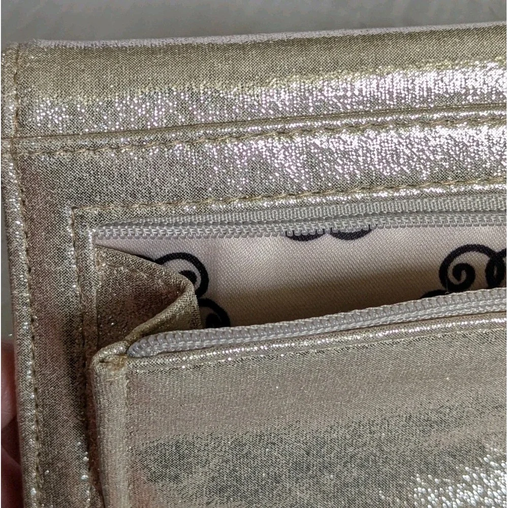 Envelope Clutch Gold Wristlet Jessica Simpson Pocketbook Walket Shimmery Y2K Bag